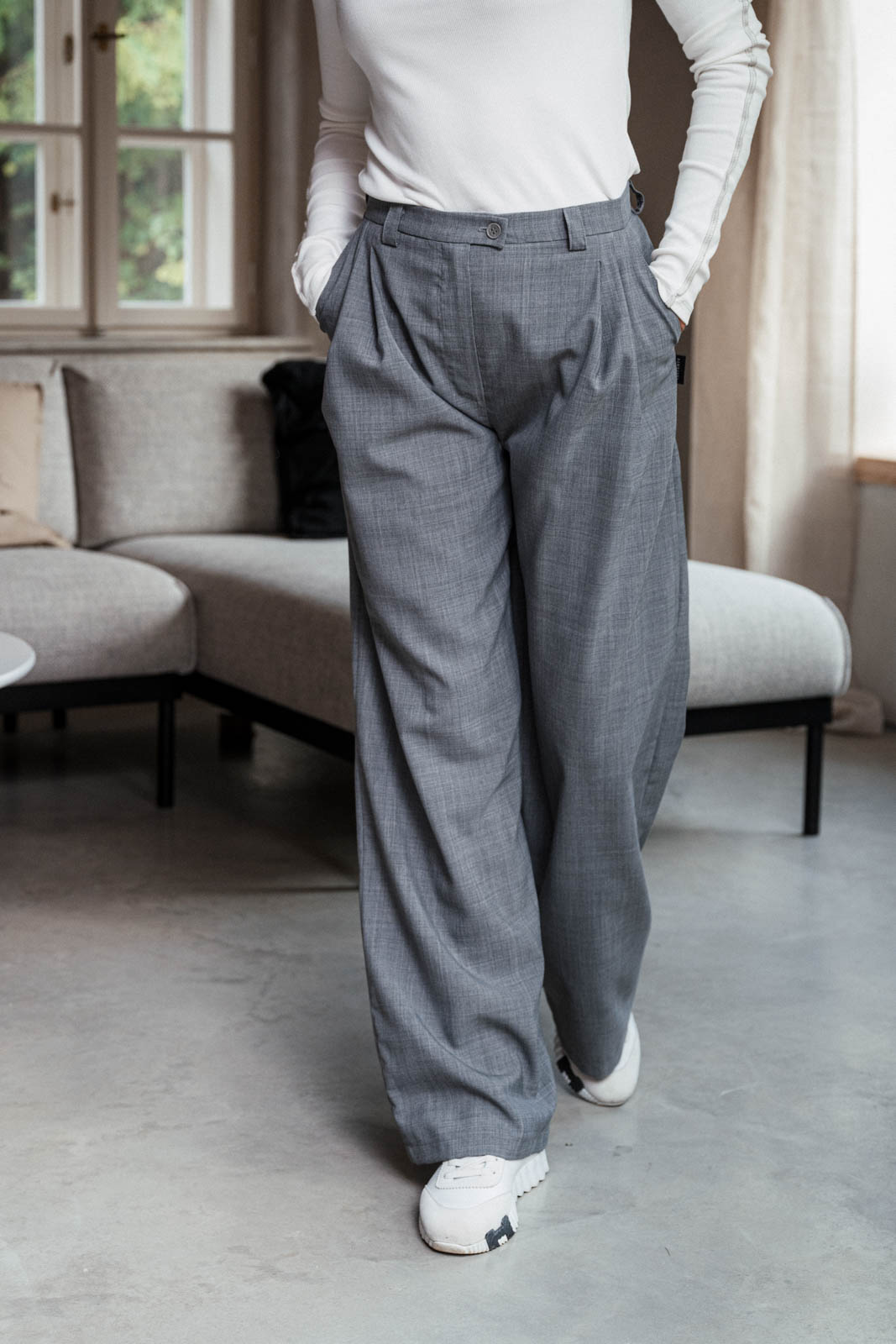 Pants Bela wool grey stone