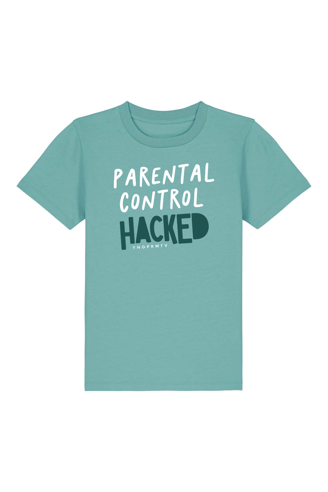 kids tee Little hacker teal monstera