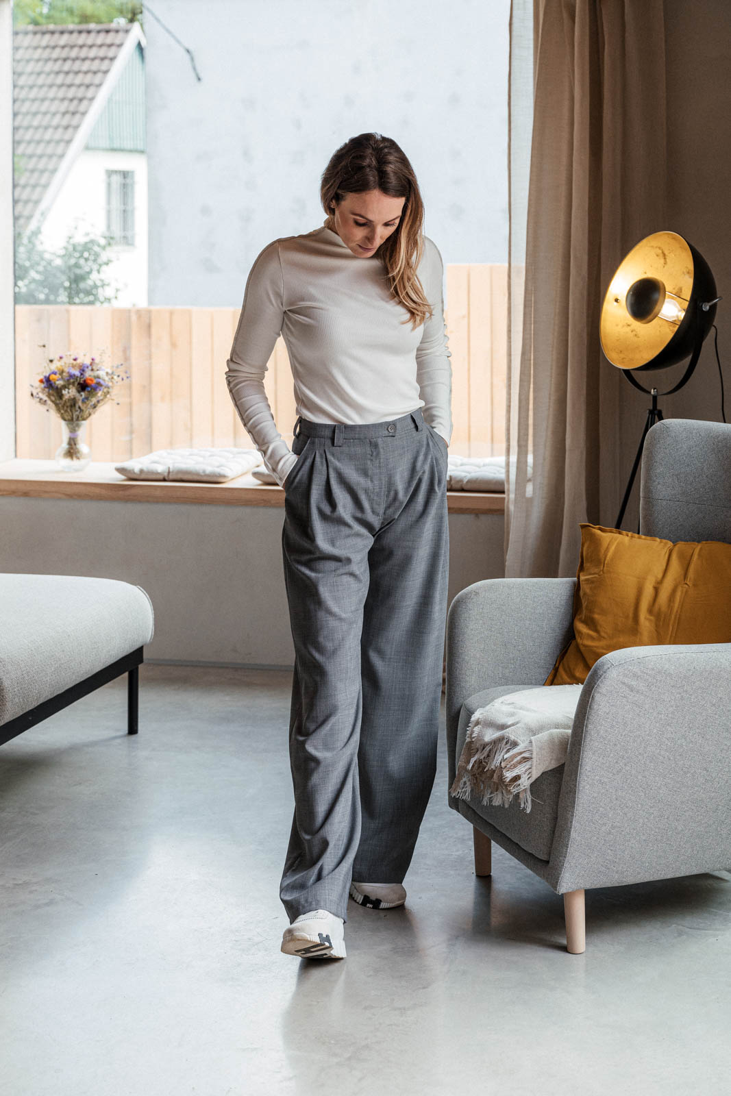 Pants Bela wool grey stone