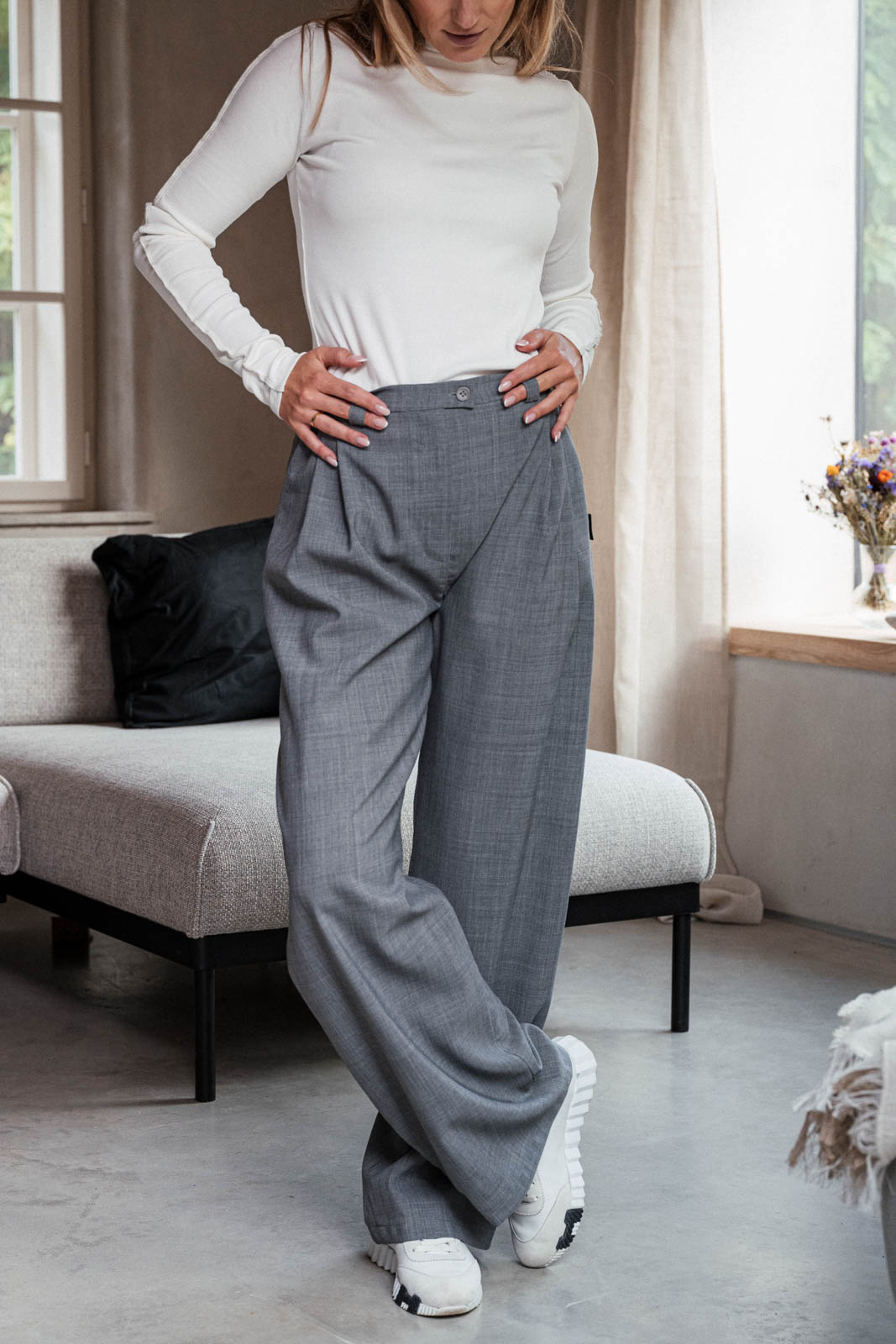 Pants Bela wool grey stone