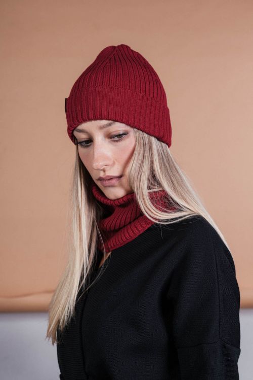 Merino beanies Beanie rib merino ruby