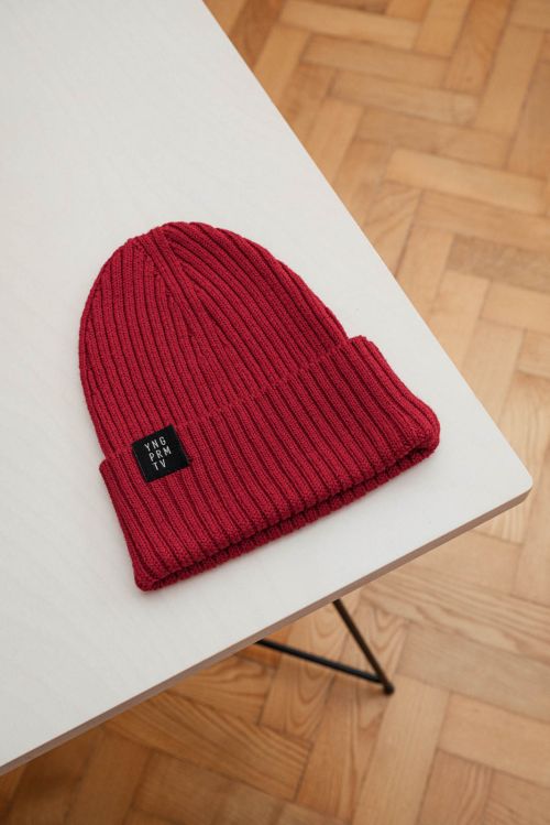 Merino beanies Beanie rib merino ruby